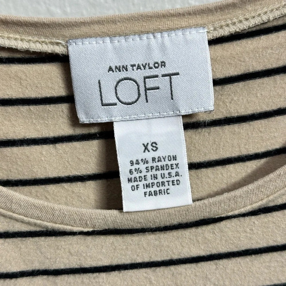 LOFT Ann Taylor Women Beige/Black Striped Shirt Size XS‎ - Picture 3 of 6